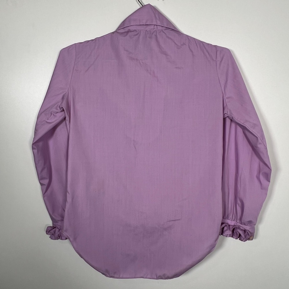 Vintage Ben Rose‎ Purple Ruffle Blouse Long Sleeve Button Front Montreal Small - Picture 5 of 7